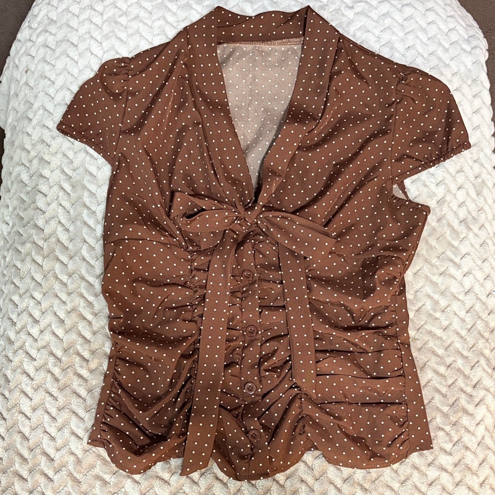 Brown Polka Dot Women's Top